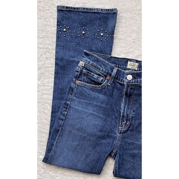 Citizens of Humanity COH Demy Cropped Flare Gleams Stud Embellished Jeans, 24 - Picture 4 of 16